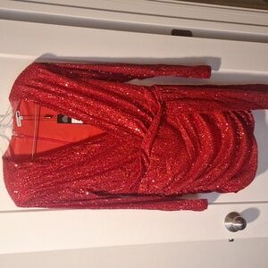Red sequin fashion nova dress sz 1x holiday party